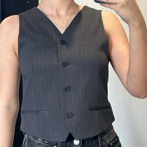 Zara Gray Button-Up Vest